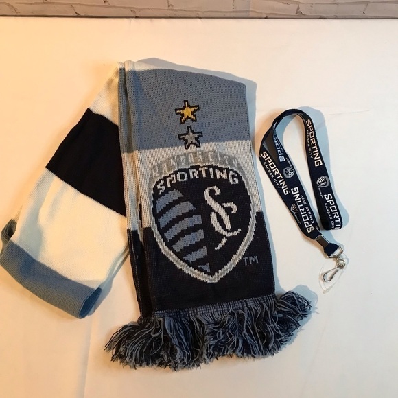 ⚽️BNWT KANSAS CITY SPORTING KC SOCCER SCARF & LANYARD🏟 - Picture 1 of 2